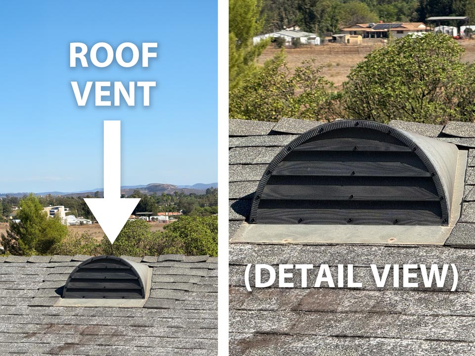 Roof vent with ember‑resistant mesh applied